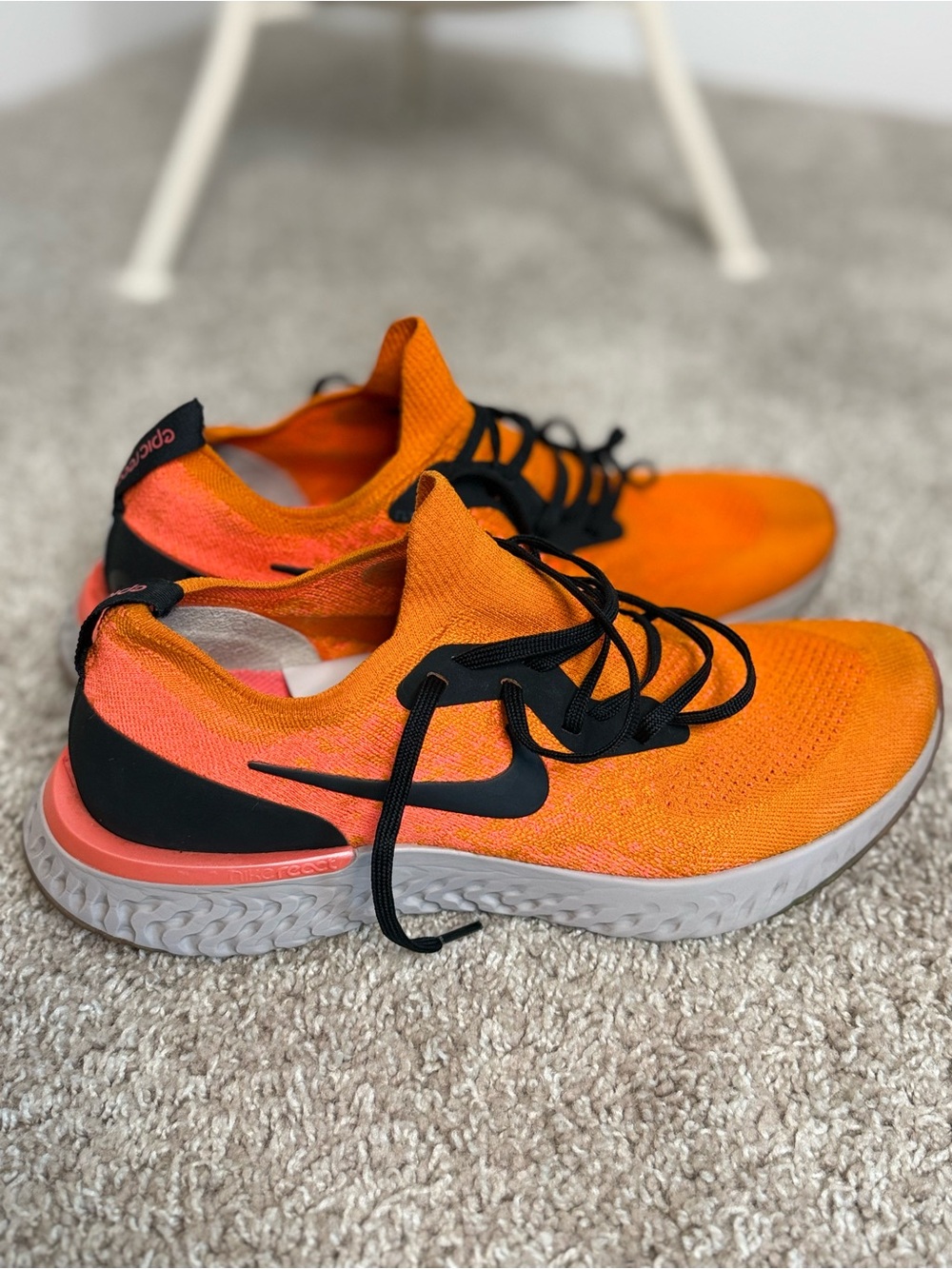 Nike Orange and Black Flyknit Running Sneakers